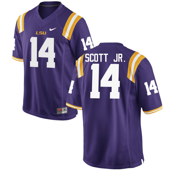 Men LSU Tigers #14 Lindsey Scott Jr. College Football Jerseys Game-Purple - Click Image to Close
